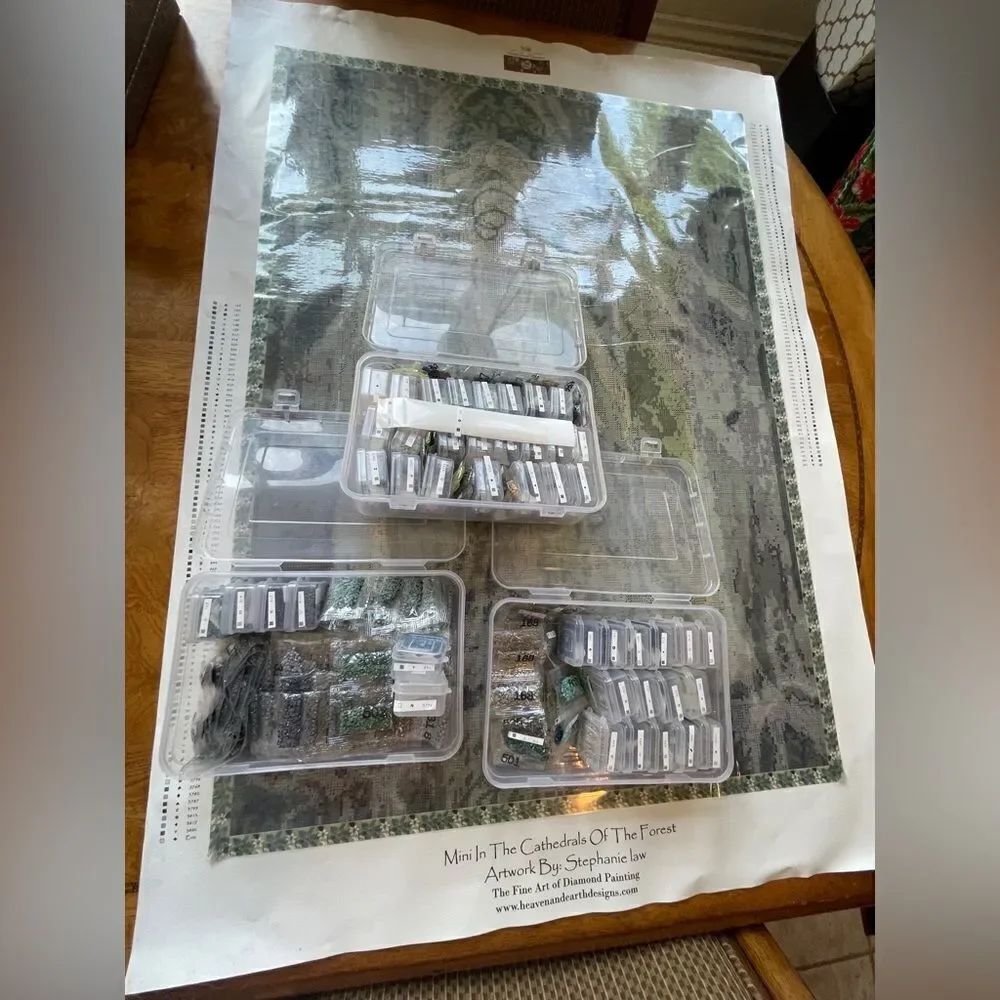 Mini in the Cathedrals of the Forest diamond painting kit to be completed